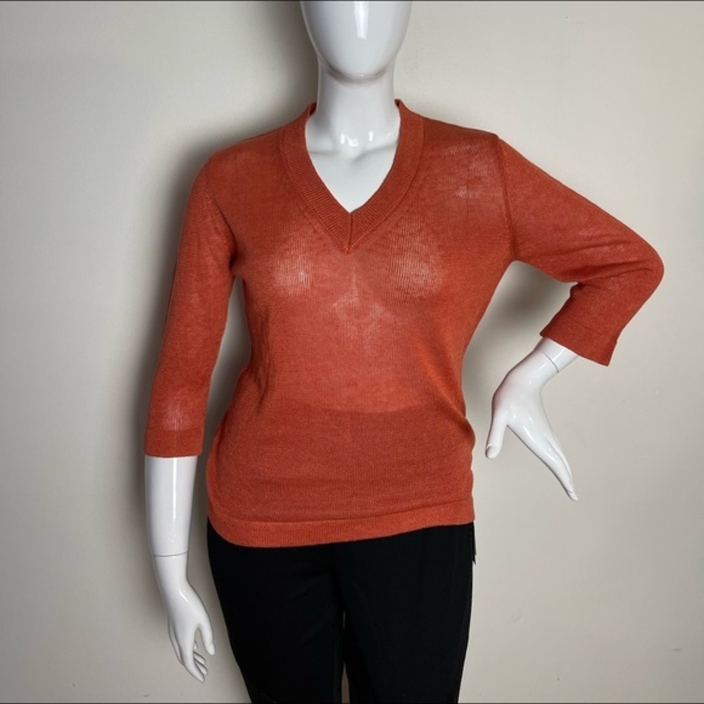 ⭐️Luigi Baldo linen sweater 3/4 sleeve orange size‎ L